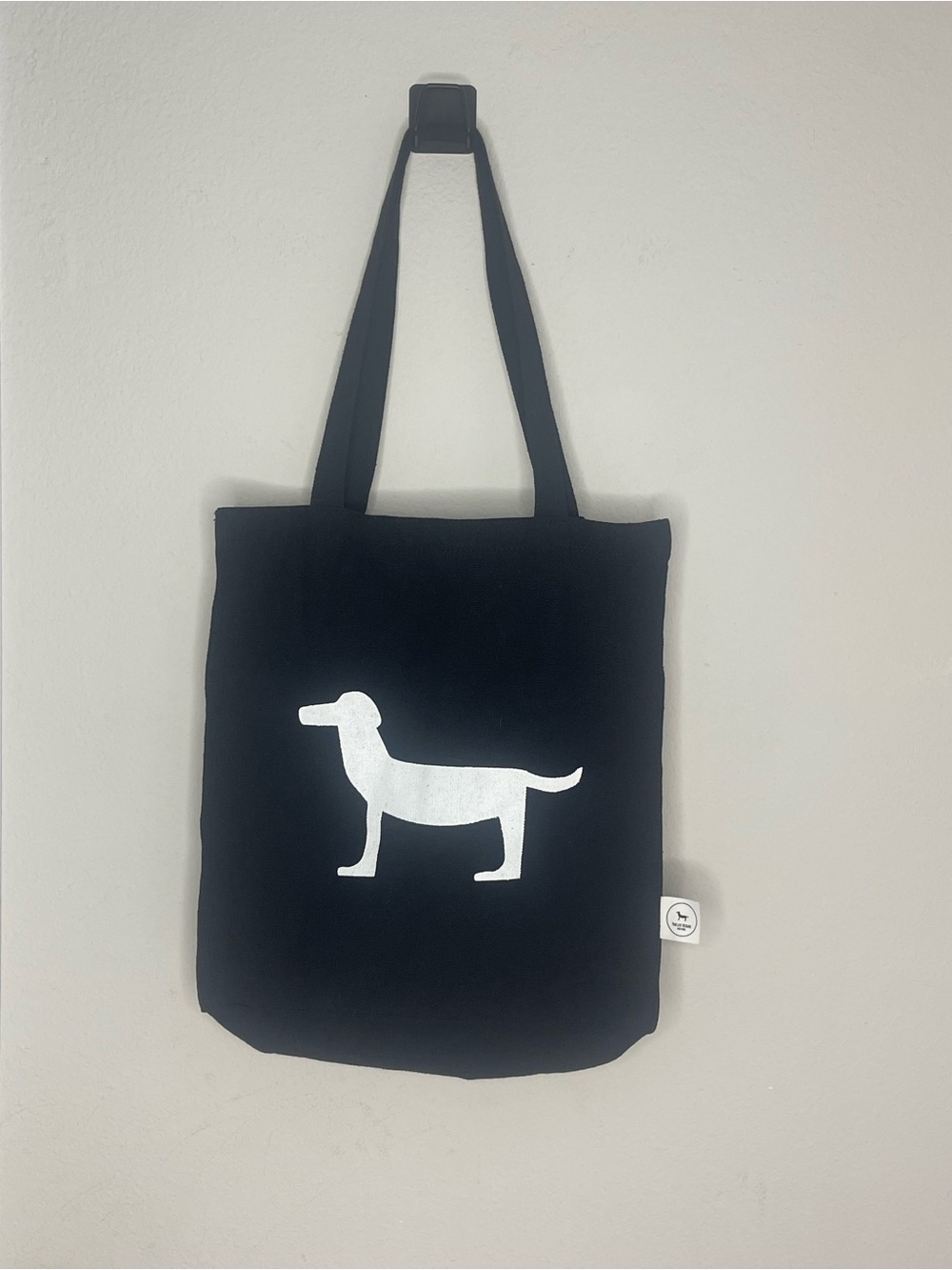 Black Tote Bag with White Dog Print - Park Life Design New York